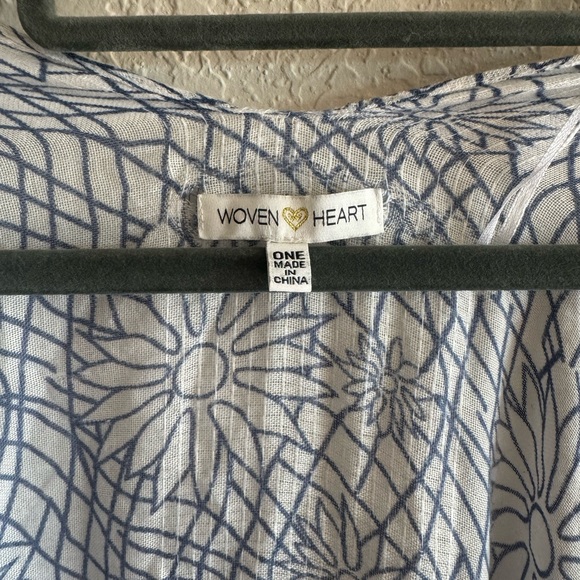 Woven Heart Blue & White Boho Kimono Cover-Up ๐๐ค โ One Size - Picture 4 of 4